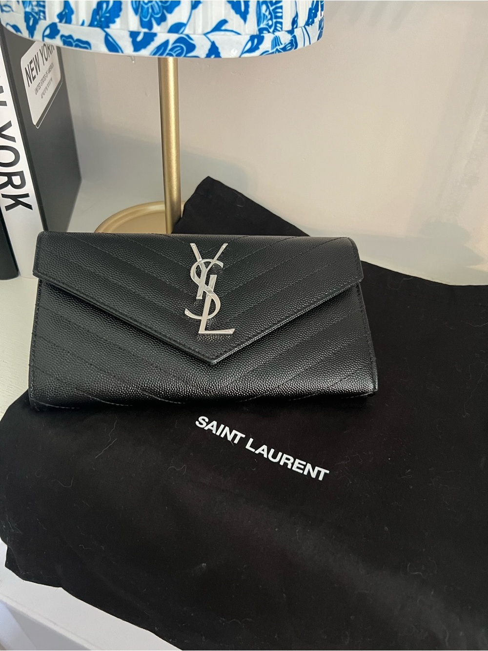Saint Laurent Black Monogram Matelasse Leather Flip Wallet with YSL Logo - Picture 8 of 10